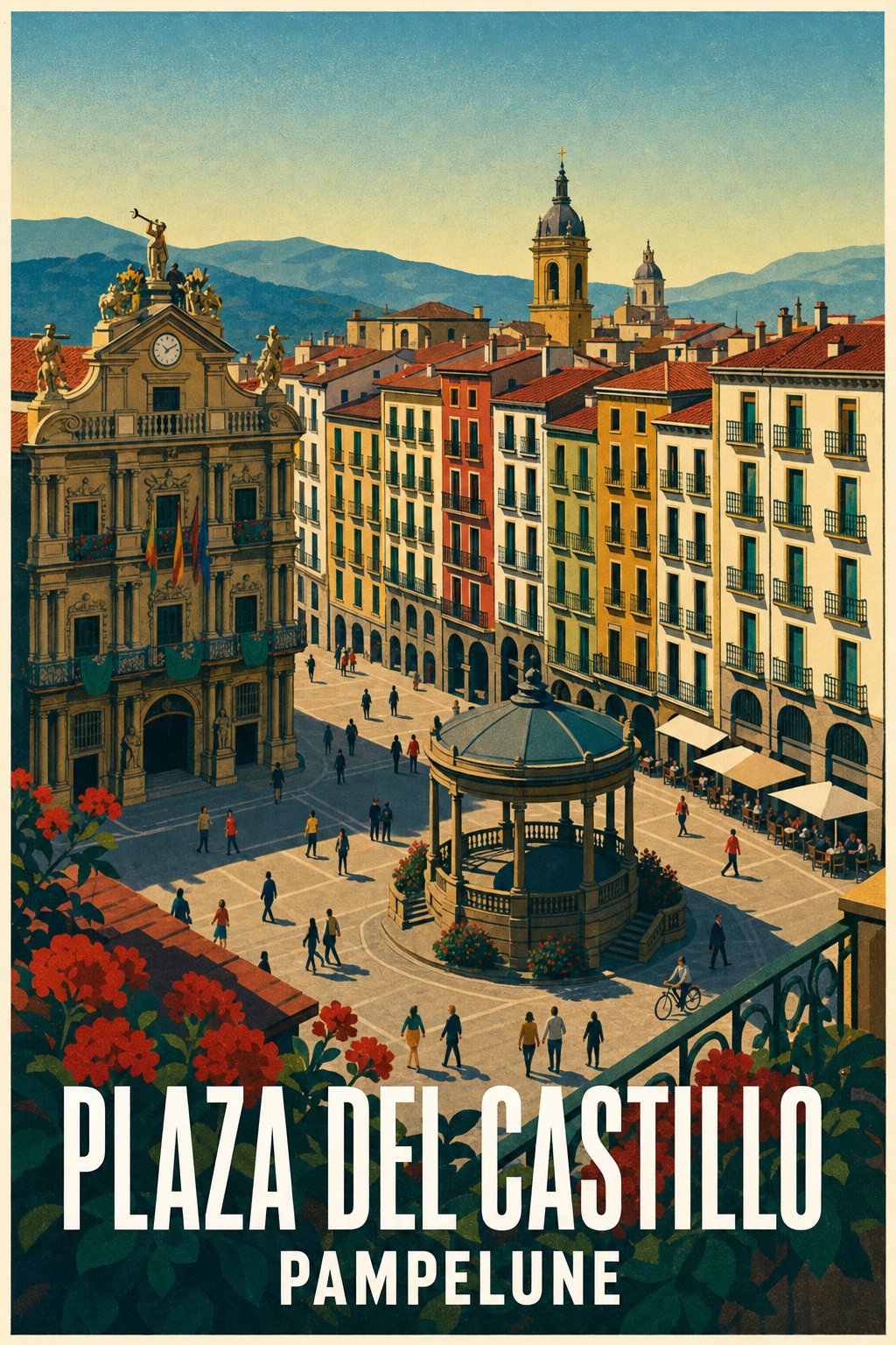 Affiche de Pampelune, Plaza del Castillo