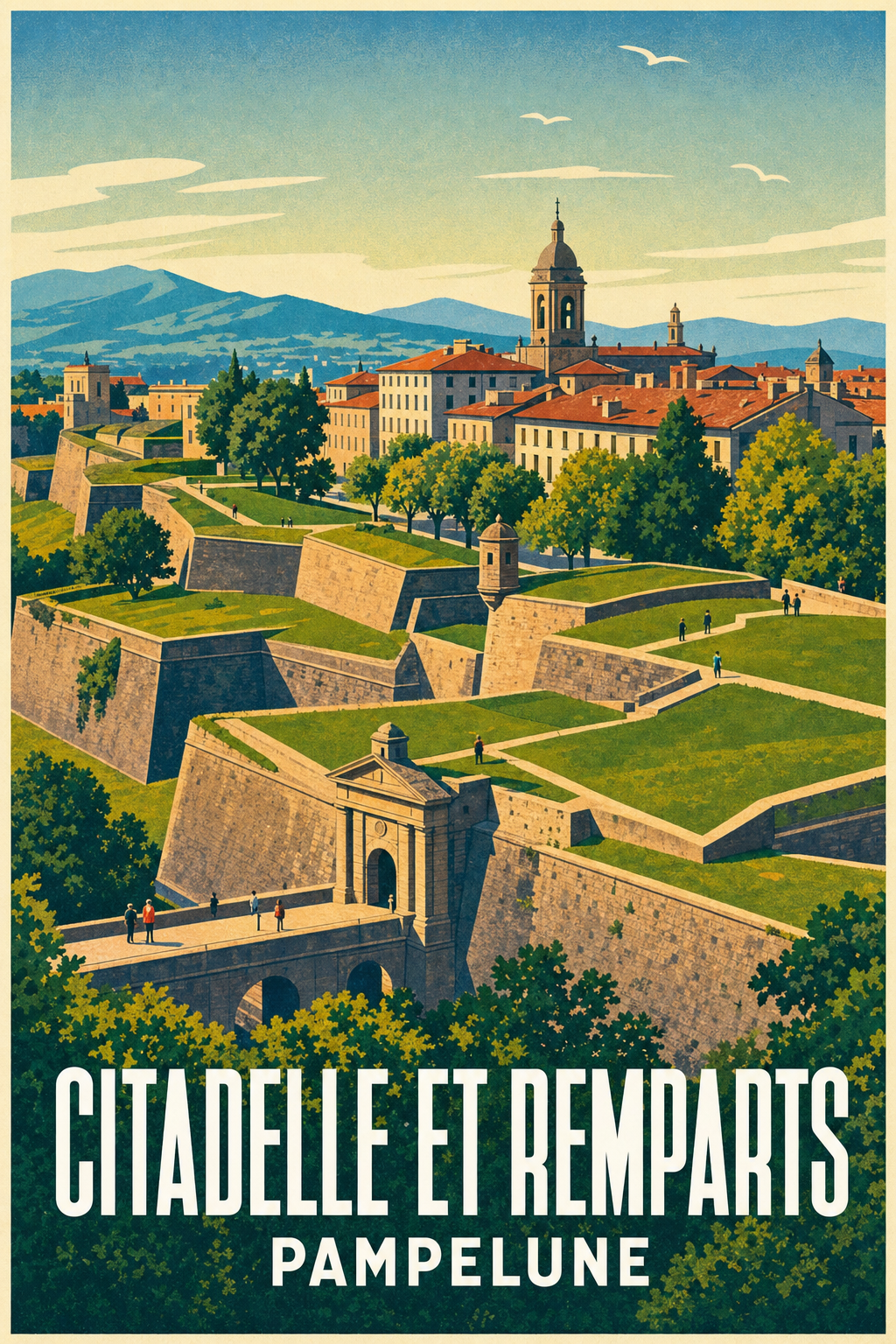Affiche de Pampelune, poster citadelle et remparts