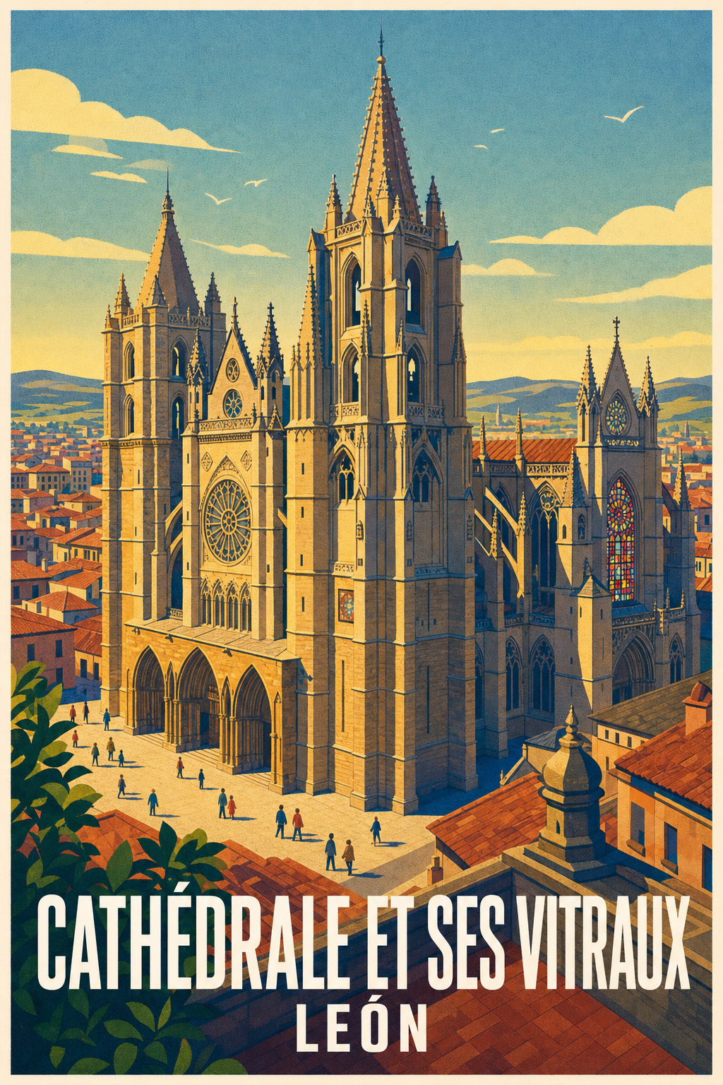 Affiche de León, poster cathédrale gothique