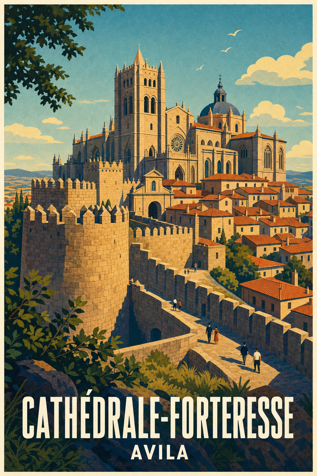 Affiche d'Avila, poster de la cathédrale forteresse