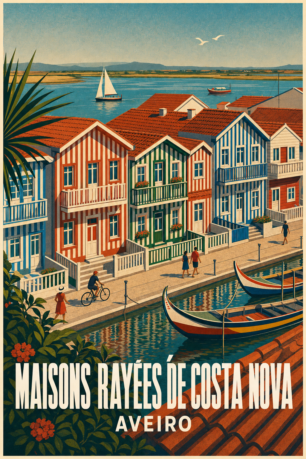 Affiche de Costa Nova, maisons rayées d'Aveiro