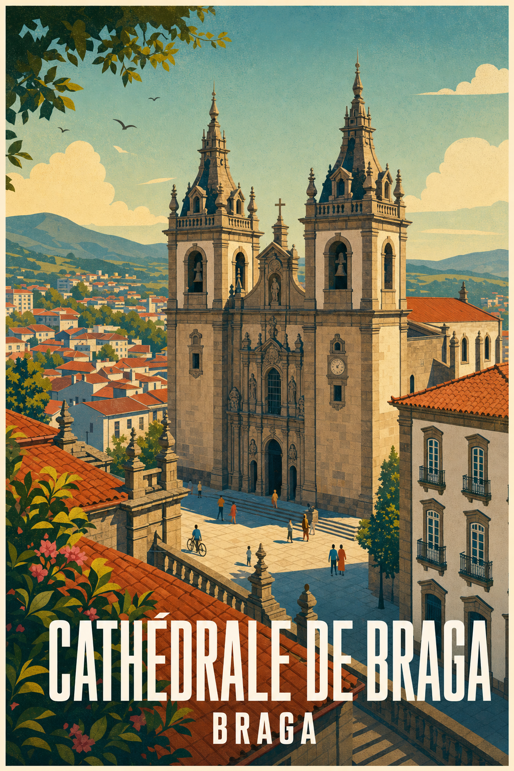 Affiche de la Cathédrale de Braga, poster architecture