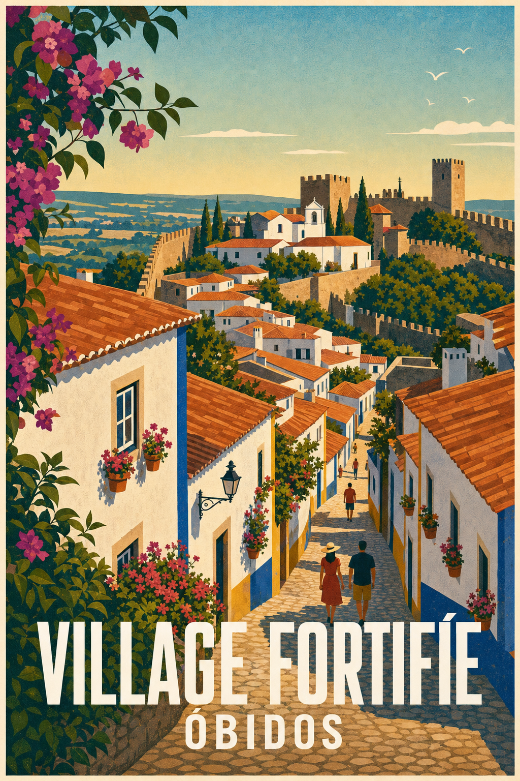 Affiche d'Óbidos, village fortifié du Portugal