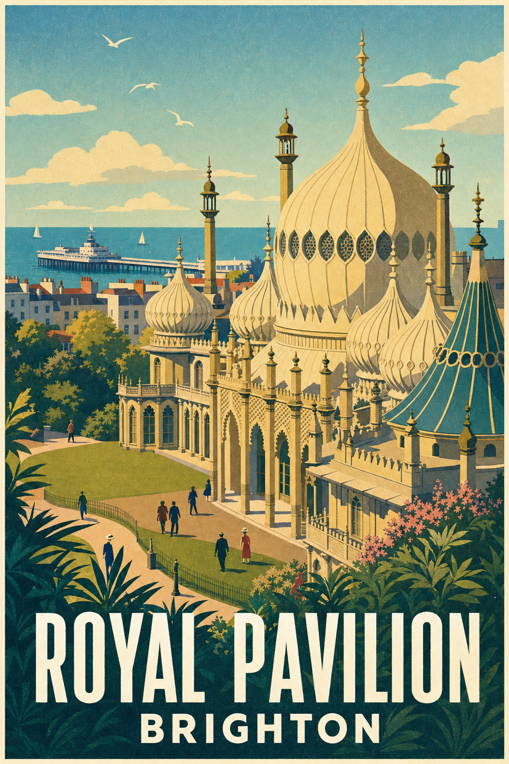 Affiche de Brighton, Royal Pavilion et jetée