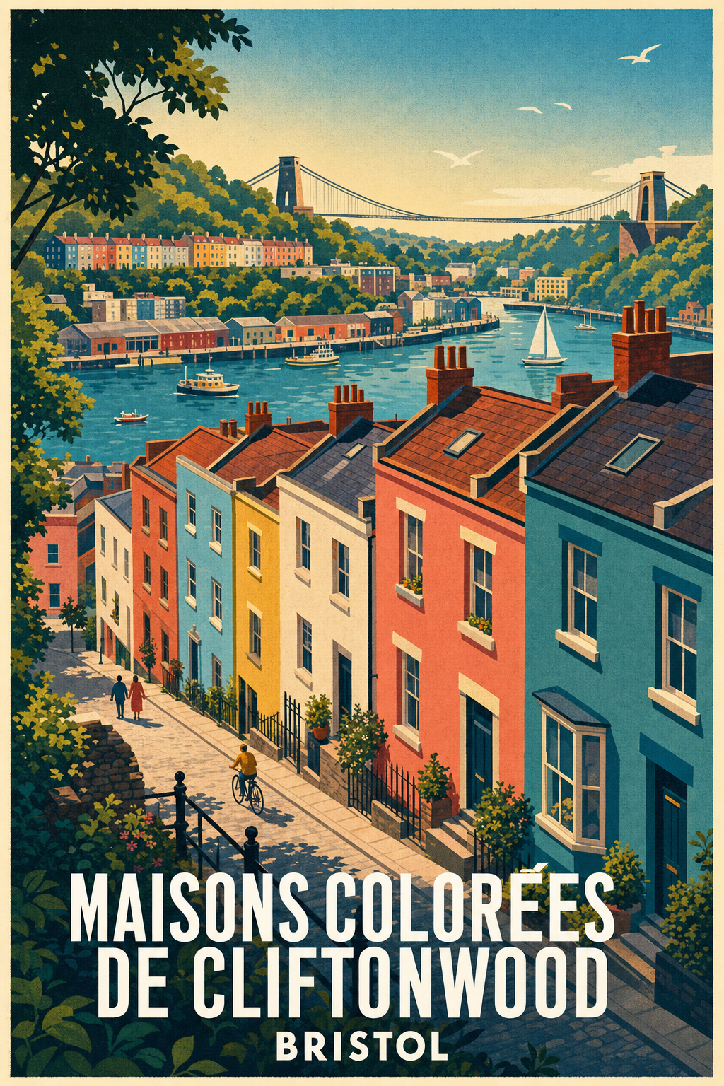 Affiche de Bristol, poster maisons colorées