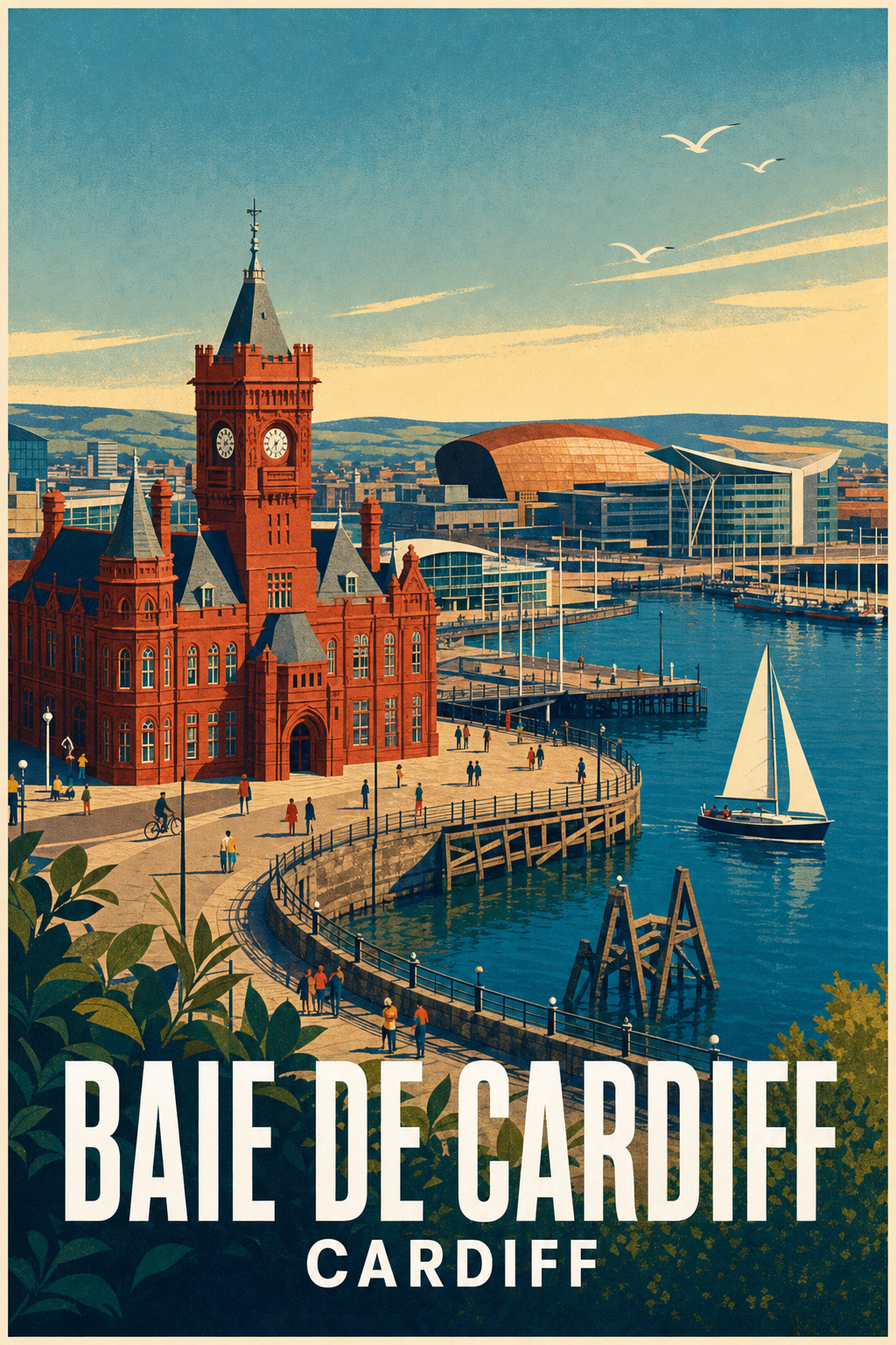 Affiche de la Baie de Cardiff, poster Pierhead Building