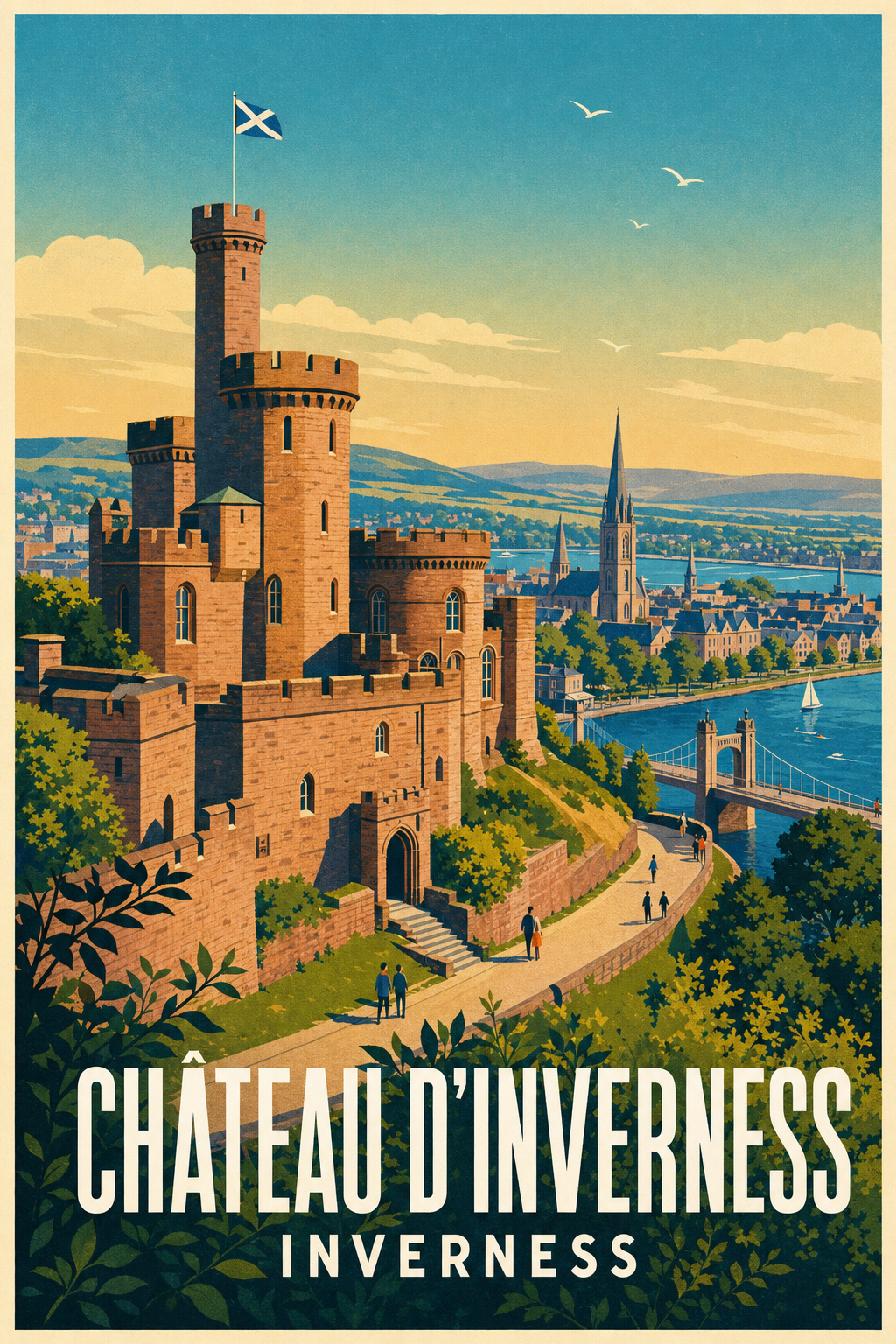 Affiche du Château d'Inverness, poster ville d'Écosse