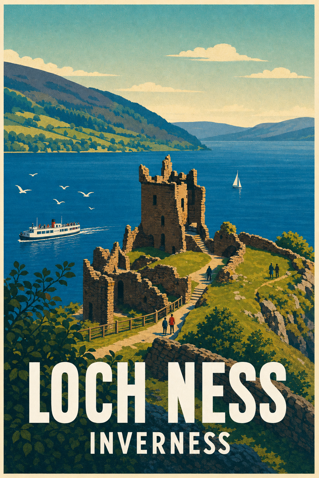 Affiche du Loch Ness, château d'Urquhart