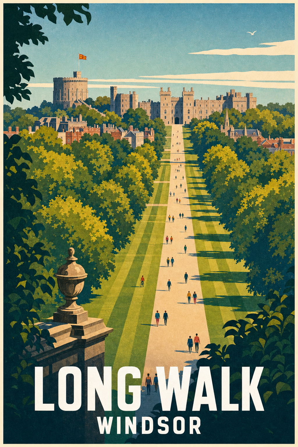 Affiche de Windsor, poster Long Walk et château