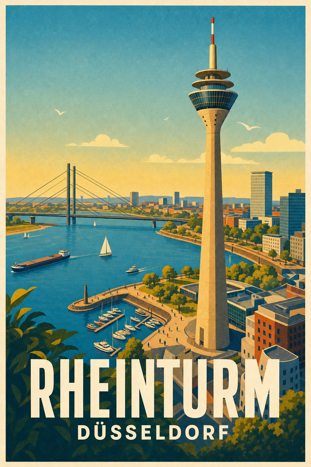 Affiche de Düsseldorf, la tour Rheinturm
