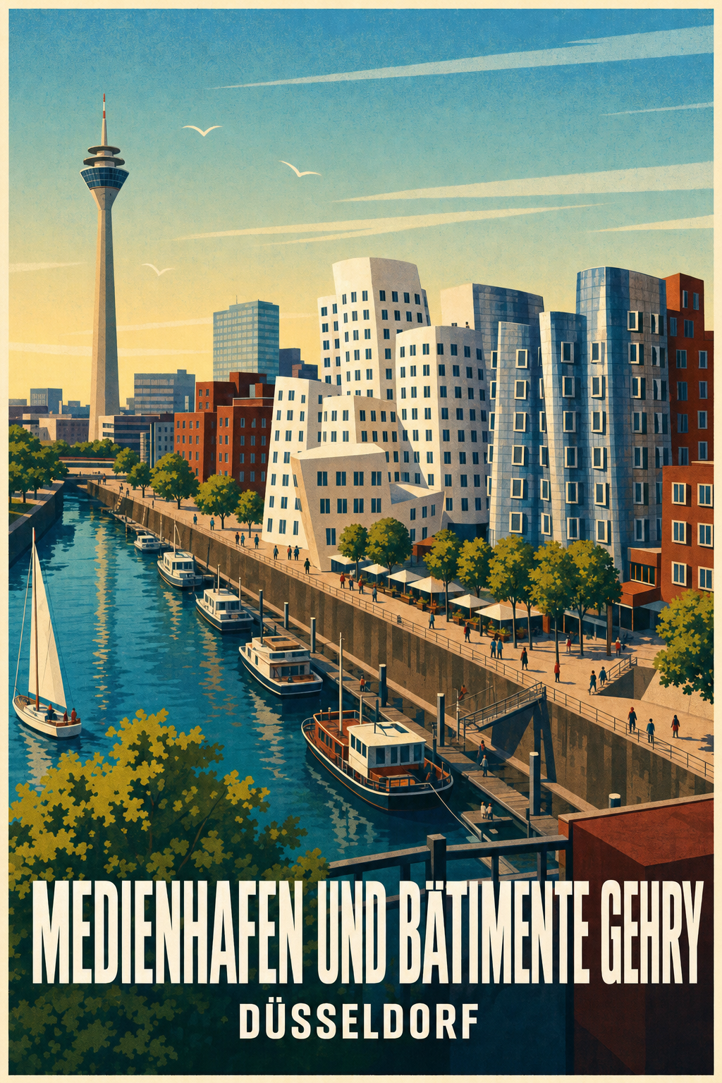 Affiche de Düsseldorf, Medienhafen et bâtiments Gehry