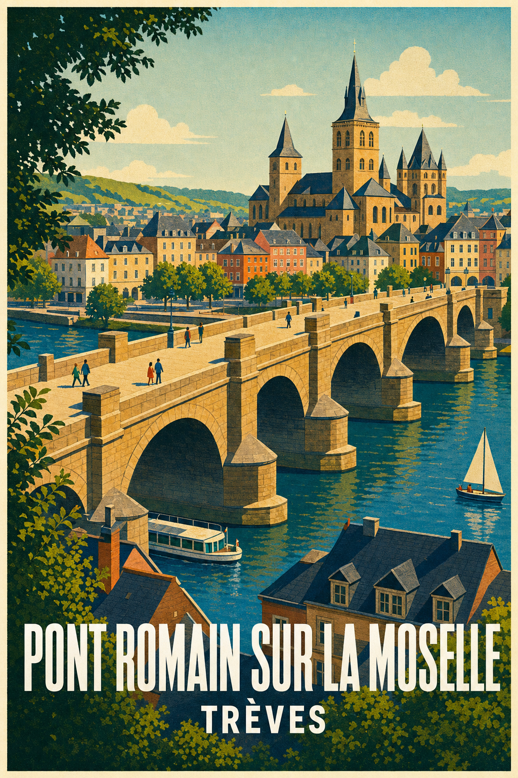 Affiche de Trèves, Pont Romain sur la Moselle