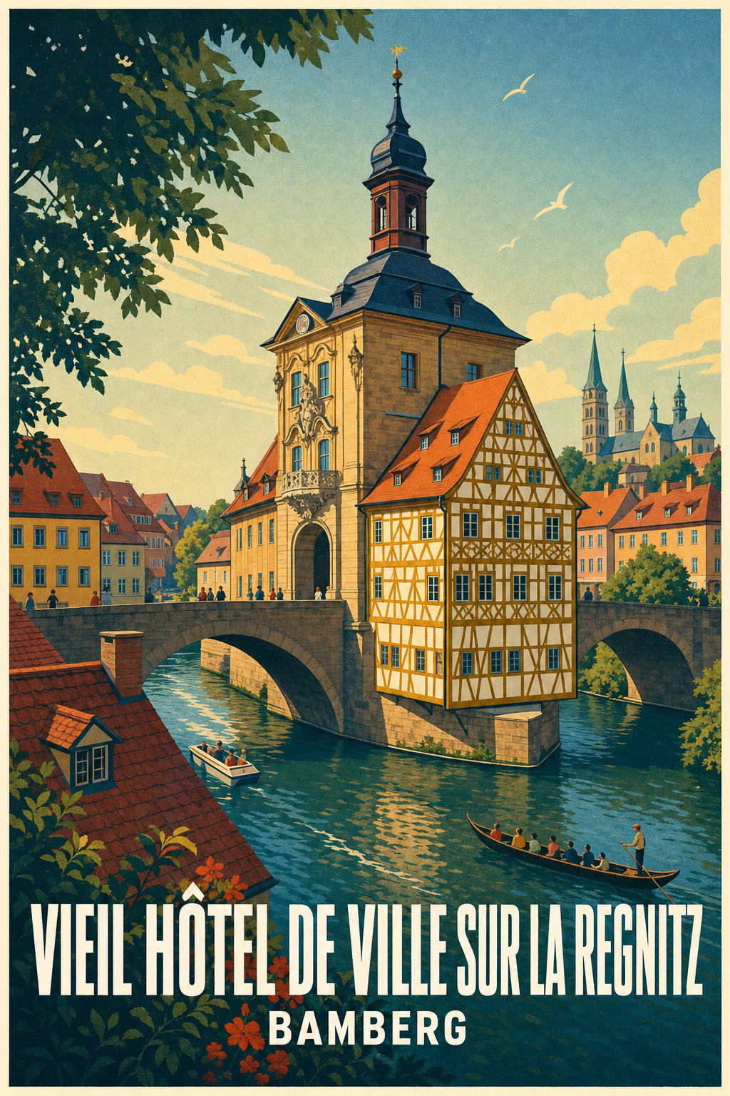 Affiche de Bamberg, Vieil Hôtel de Ville sur la Regnitz