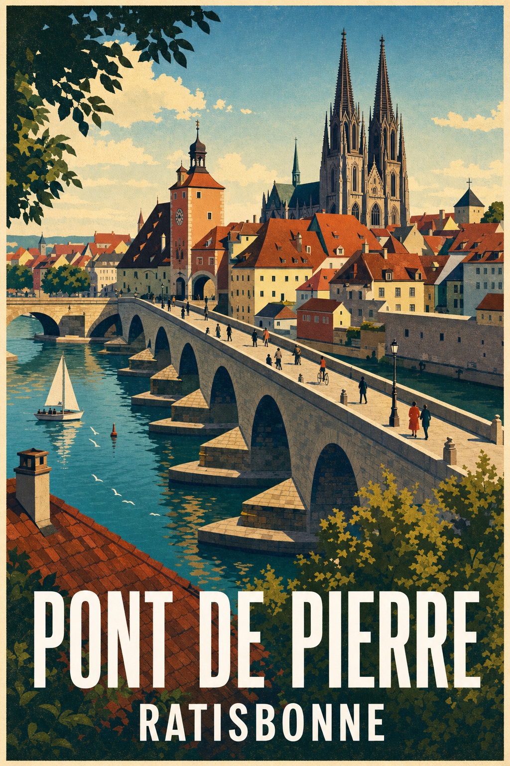 Affiche de Ratisbonne, poster Pont de Pierre