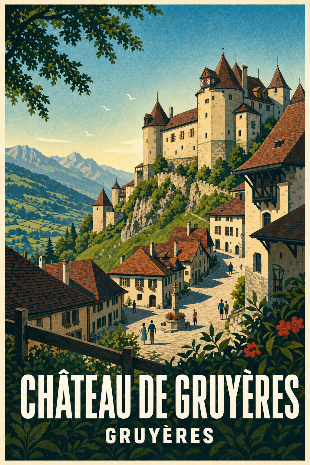 Poster de Gruyères, affiche du château médiéval