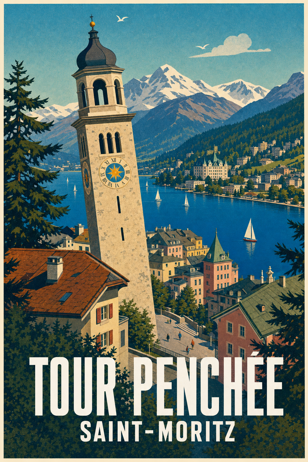 Poster de Saint-Moritz, Affiche Tour Penchée