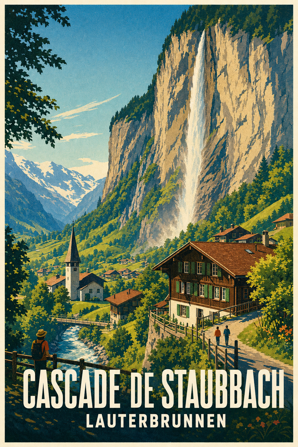 Affiche de la Cascade de Staubach, poster Lauterbrunnen