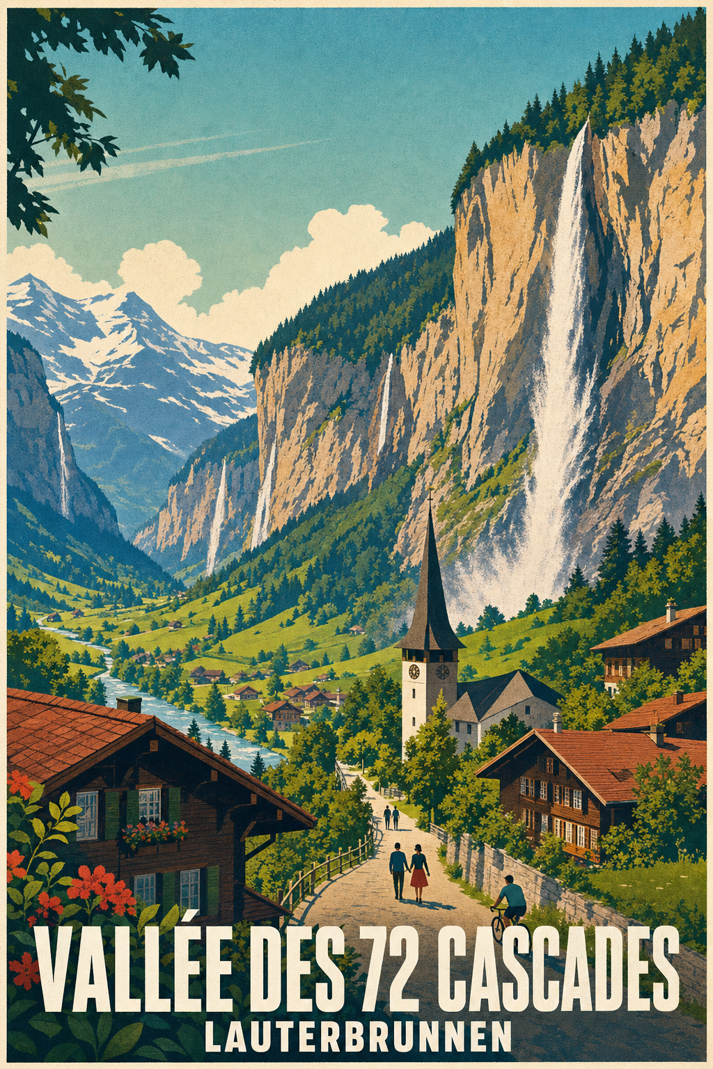 Affiche de la Vallée des 72 Cascades, poster Suisse