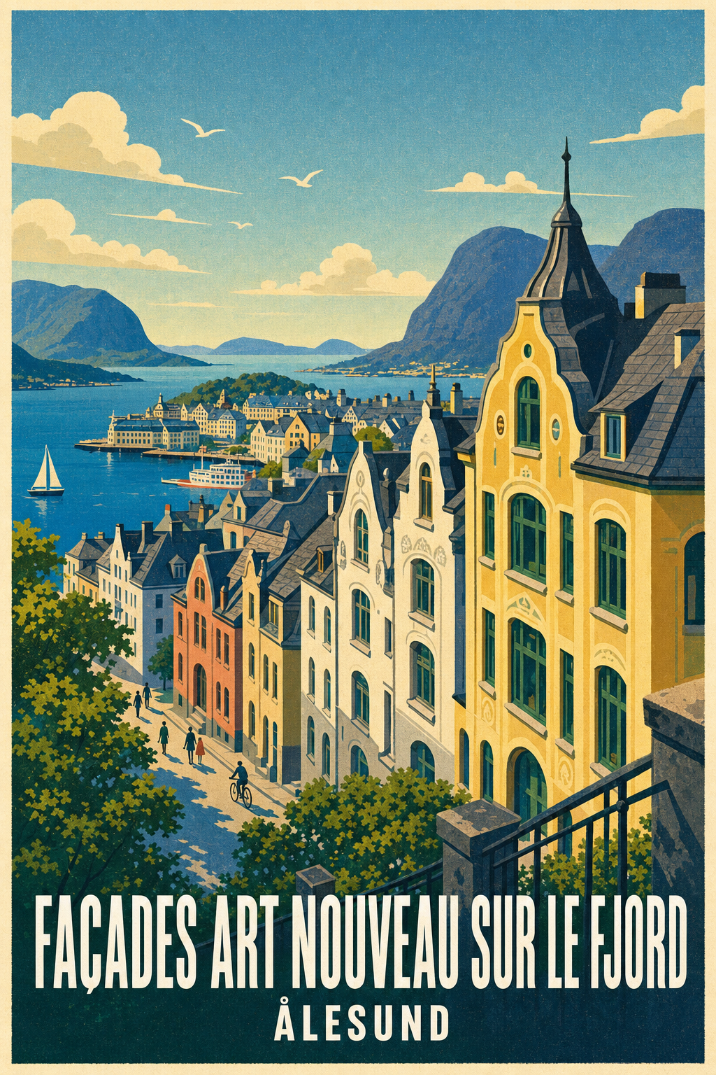 Poster d'Ålesund, façades Art nouveau