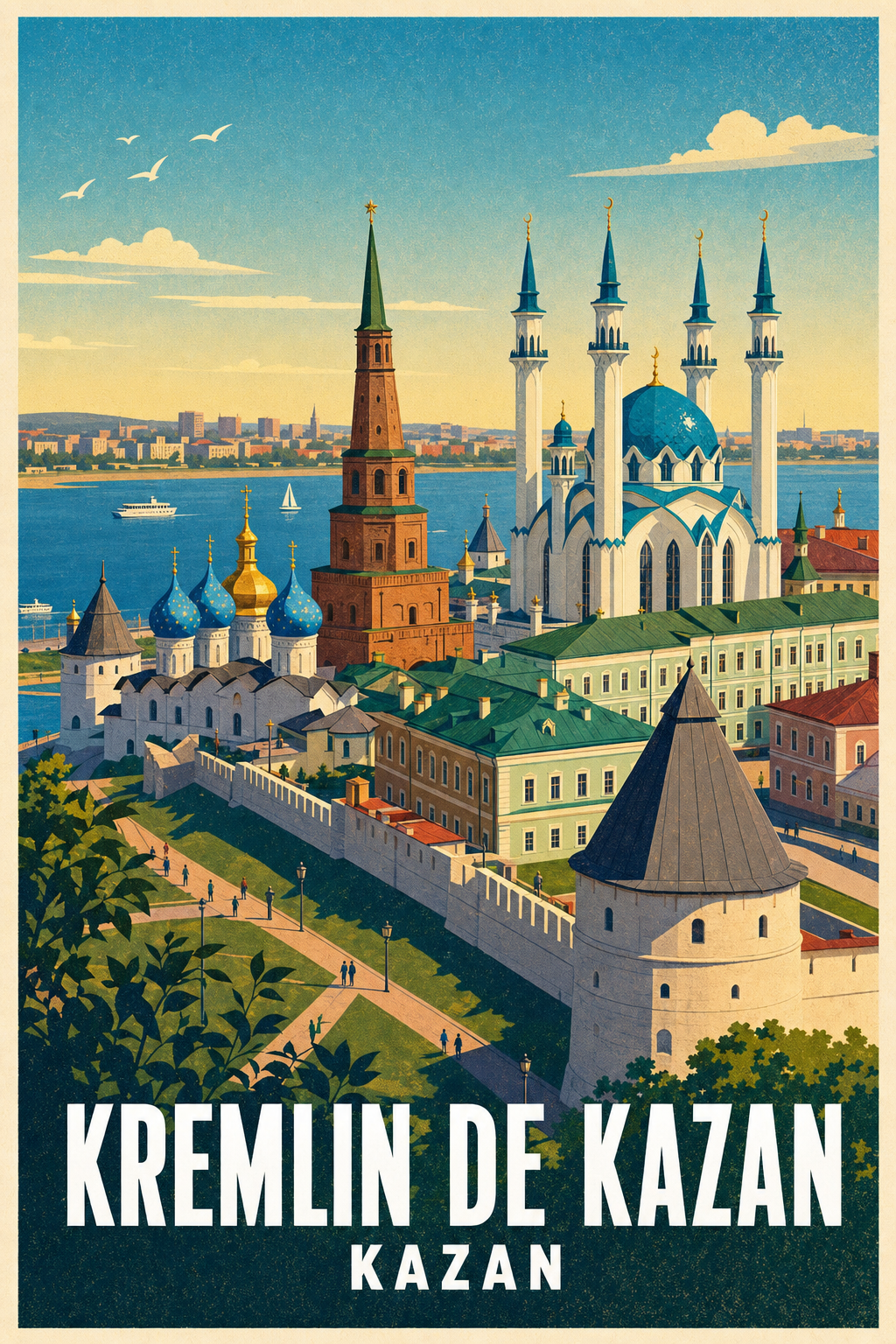 Affiche du Kremlin de Kazan, poster mosquée Qolsharif