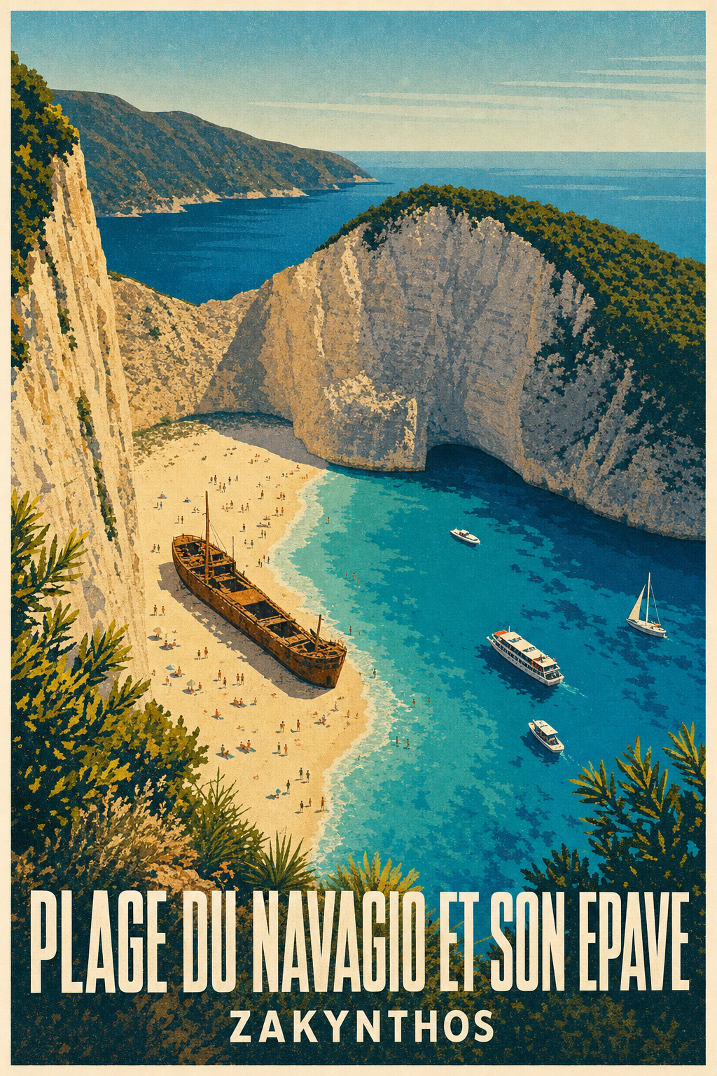 Affiche de la plage du Navagio, poster Grèce