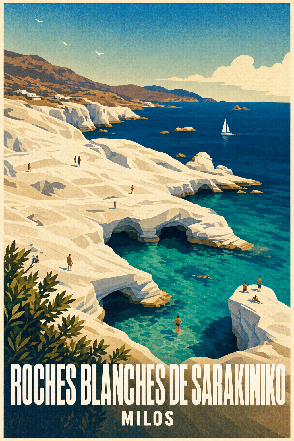 Affiche de Milos, Roches blanches de Sarakiniko