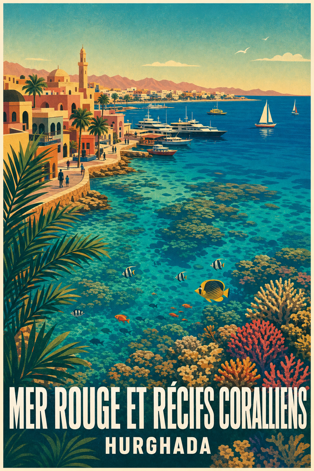 Affiche d'Hurghada, poster récifs de la Mer Rouge