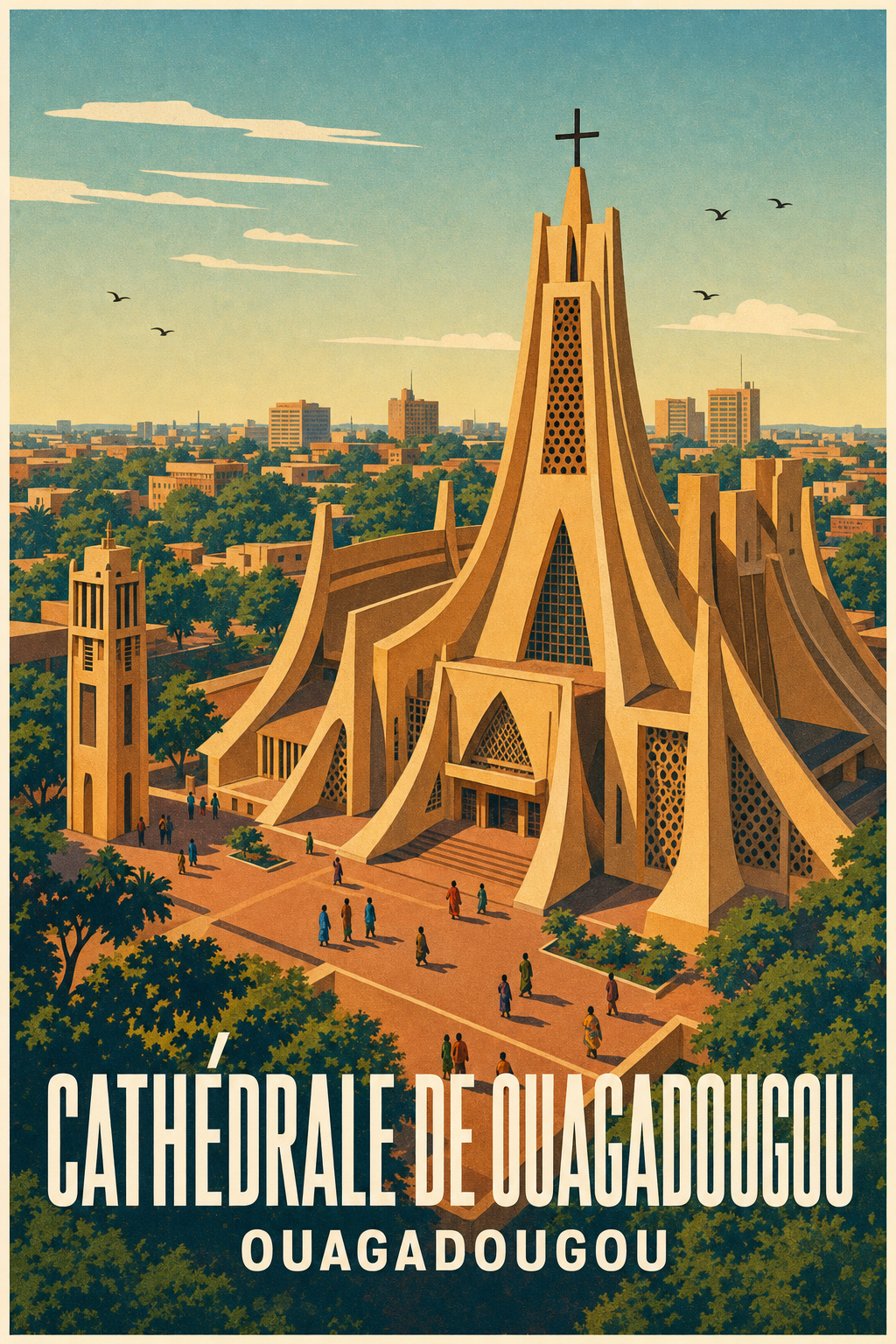 Affiche de la Cathédrale de Ouagadougou, poster moderne