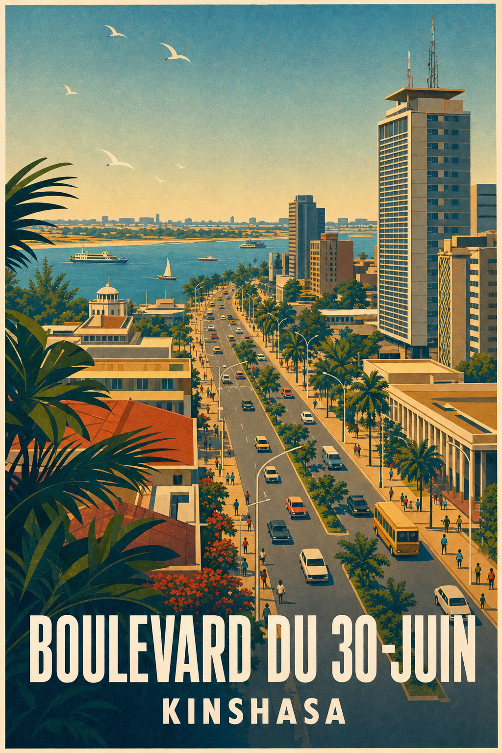 Affiche de Kinshasa, poster Boulevard du 30 Juin