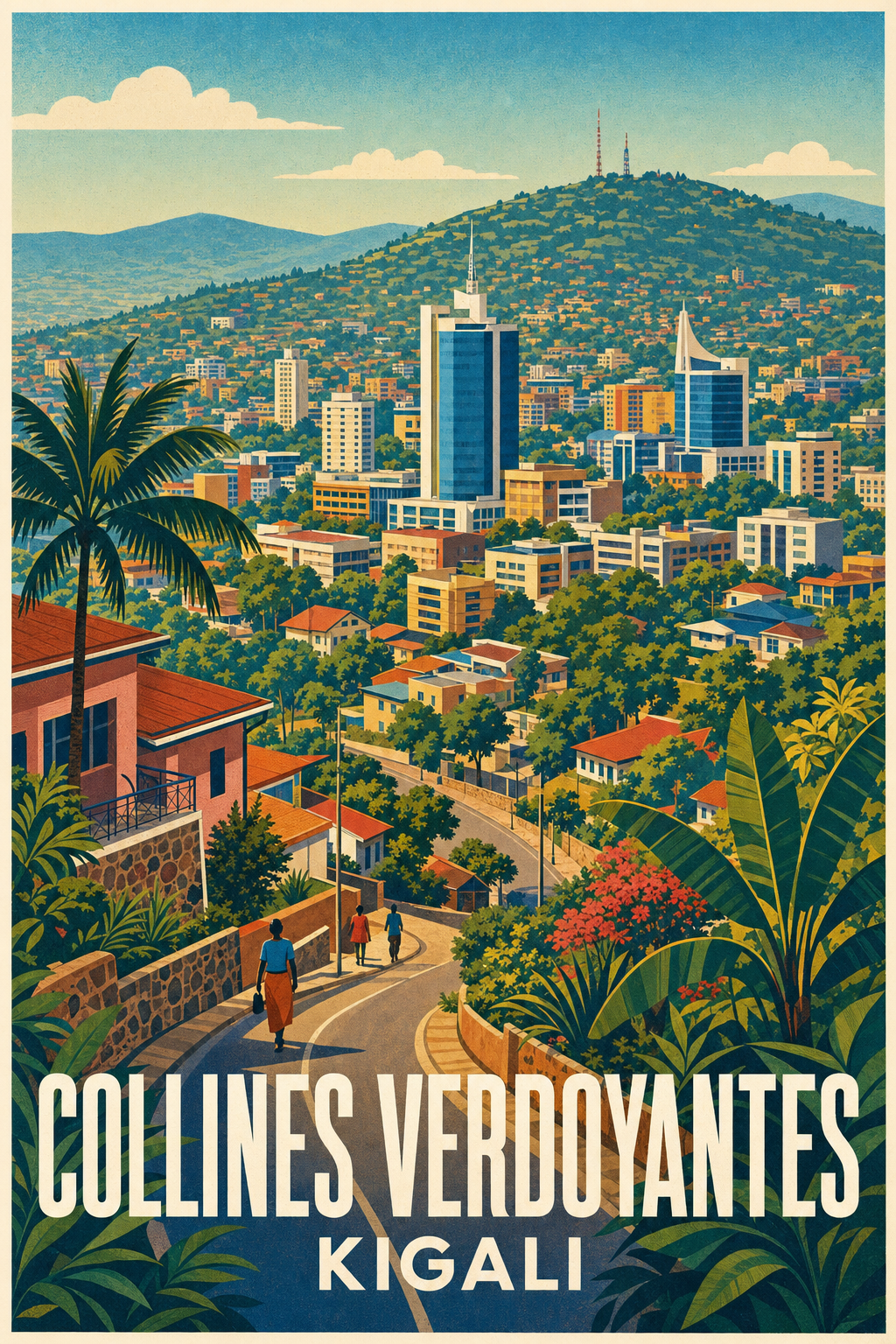 Affiche de Kigali, poster collines verdoyantes