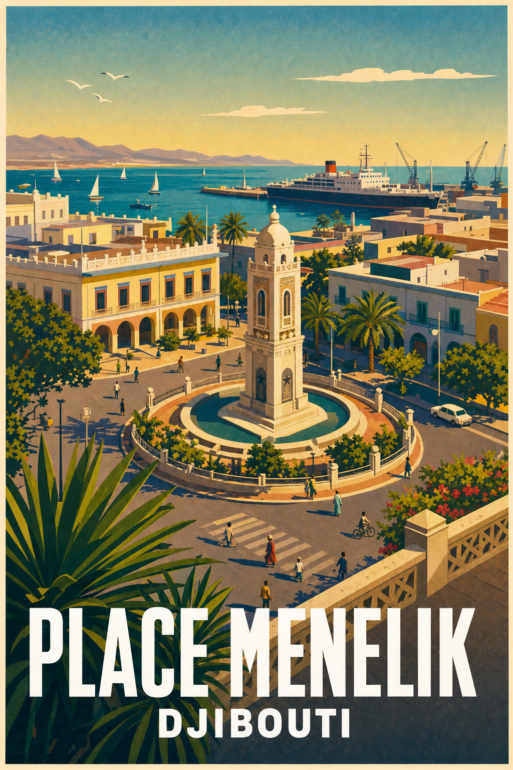 Affiche de Djibouti, poster Place Menelik