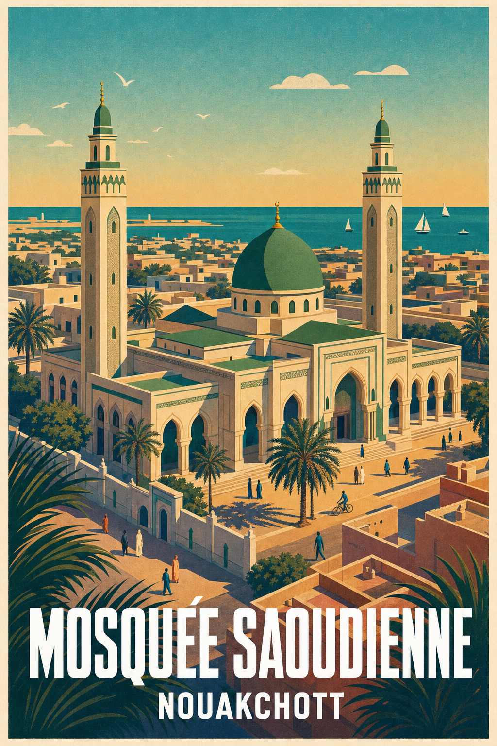 Affiche de la Mosquée Saoudienne, poster Nouakchott