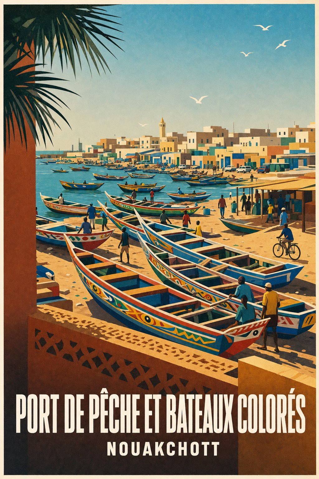 Poster de Nouakchott, bateaux colorés