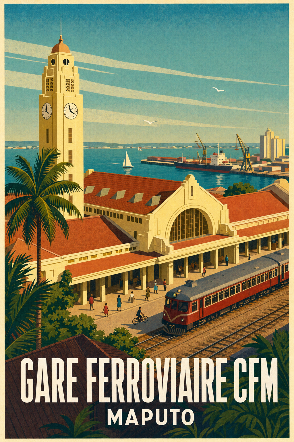 Affiche de Maputo, poster Gare Centrale CFM