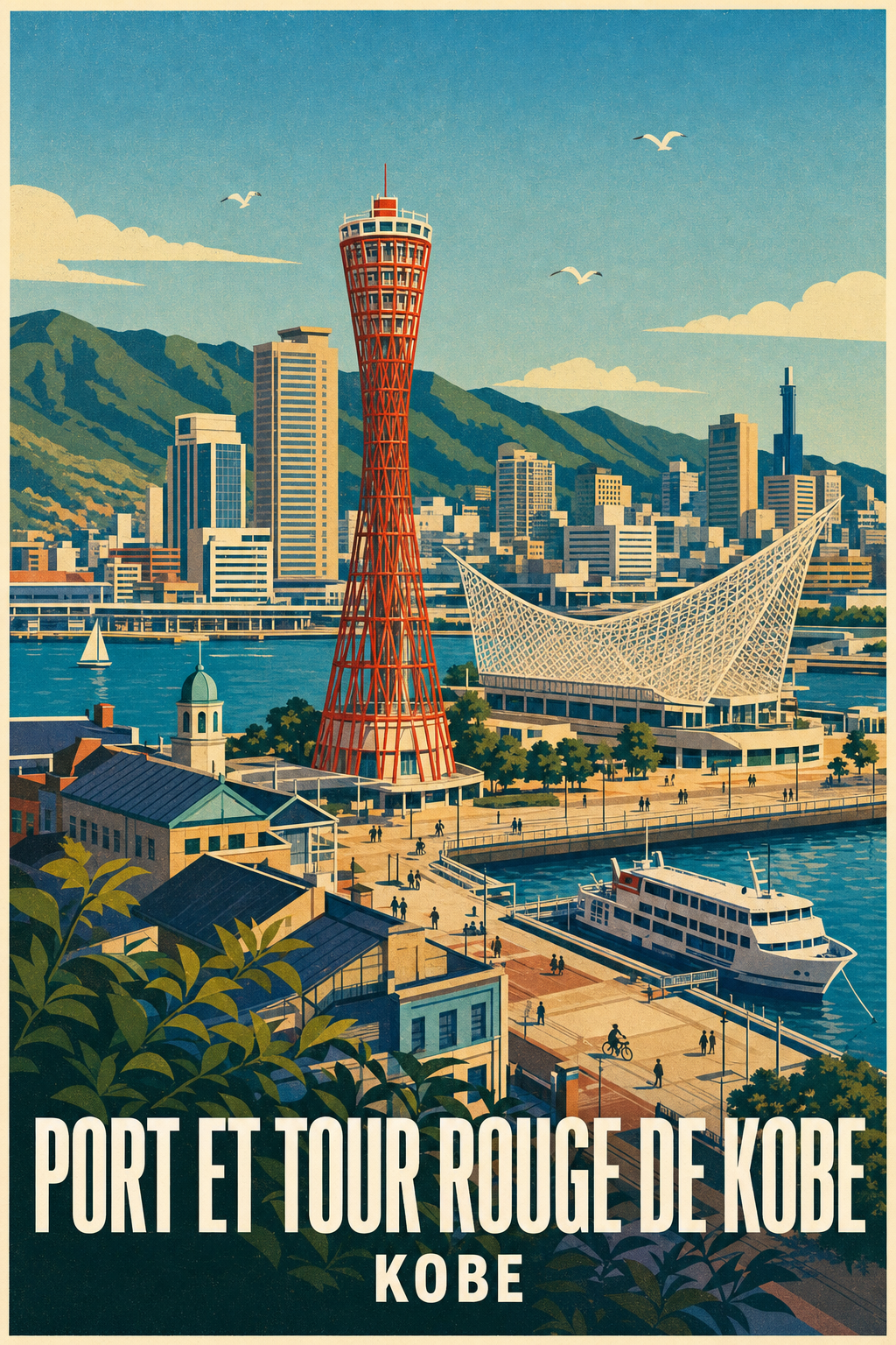 Affiche de Kobe, poster tour rouge du port