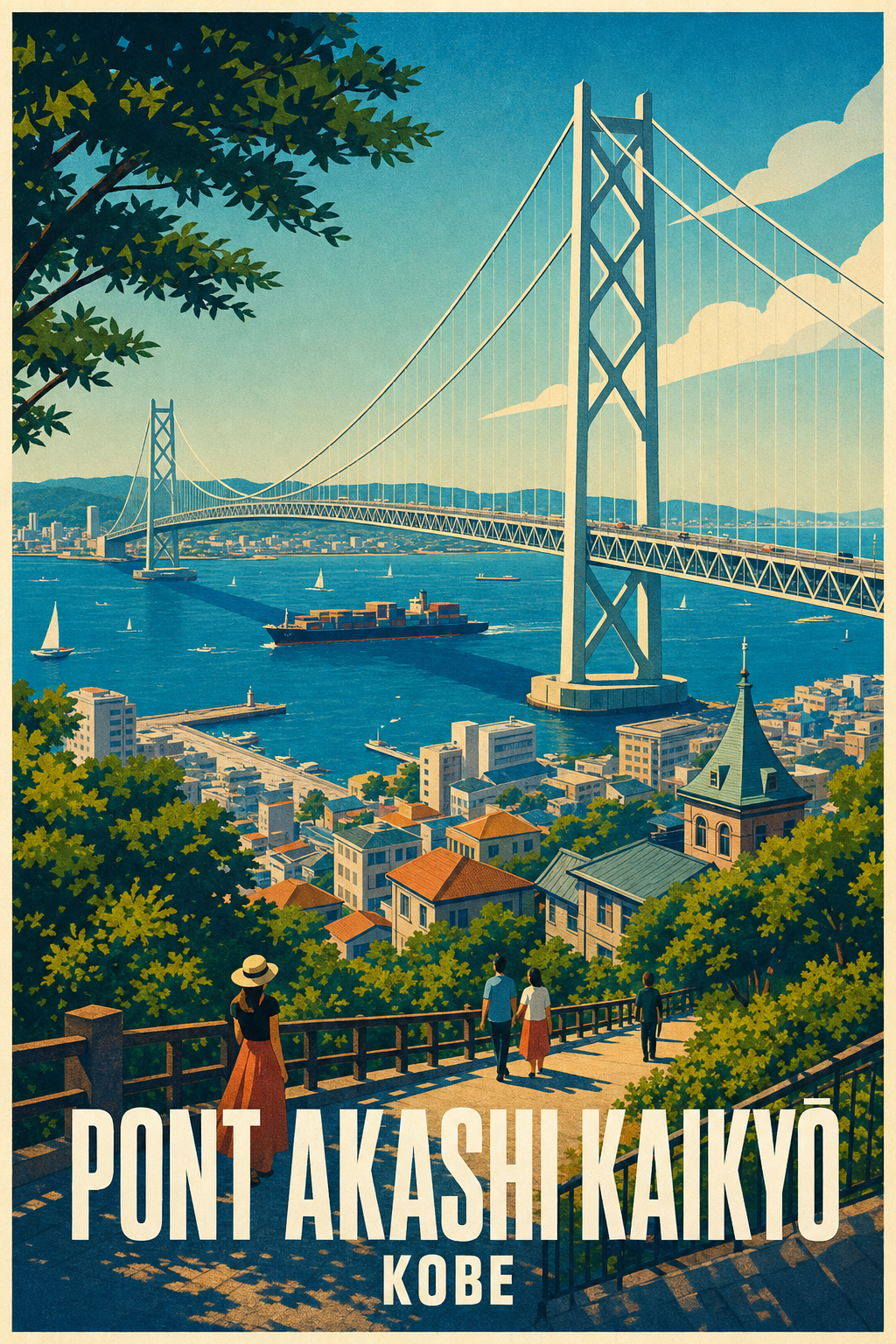 Affiche du Pont Akashi Kaikyo, poster Japon