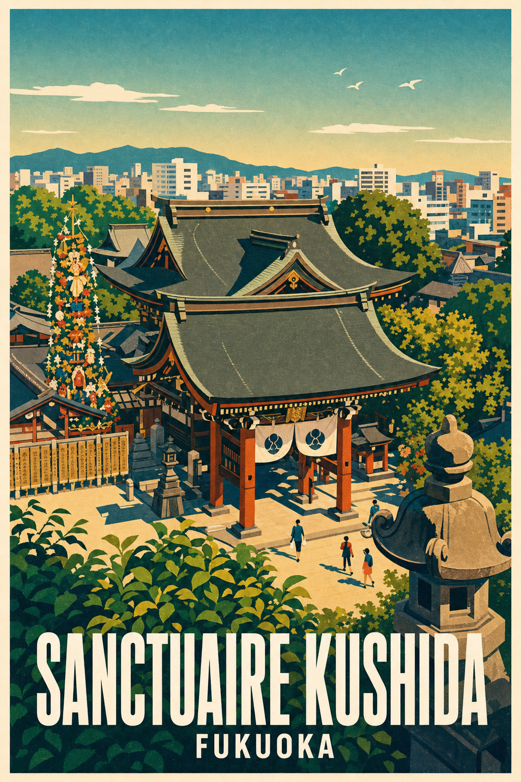 Affiche du Sanctuaire Kushida, poster Fukuoka