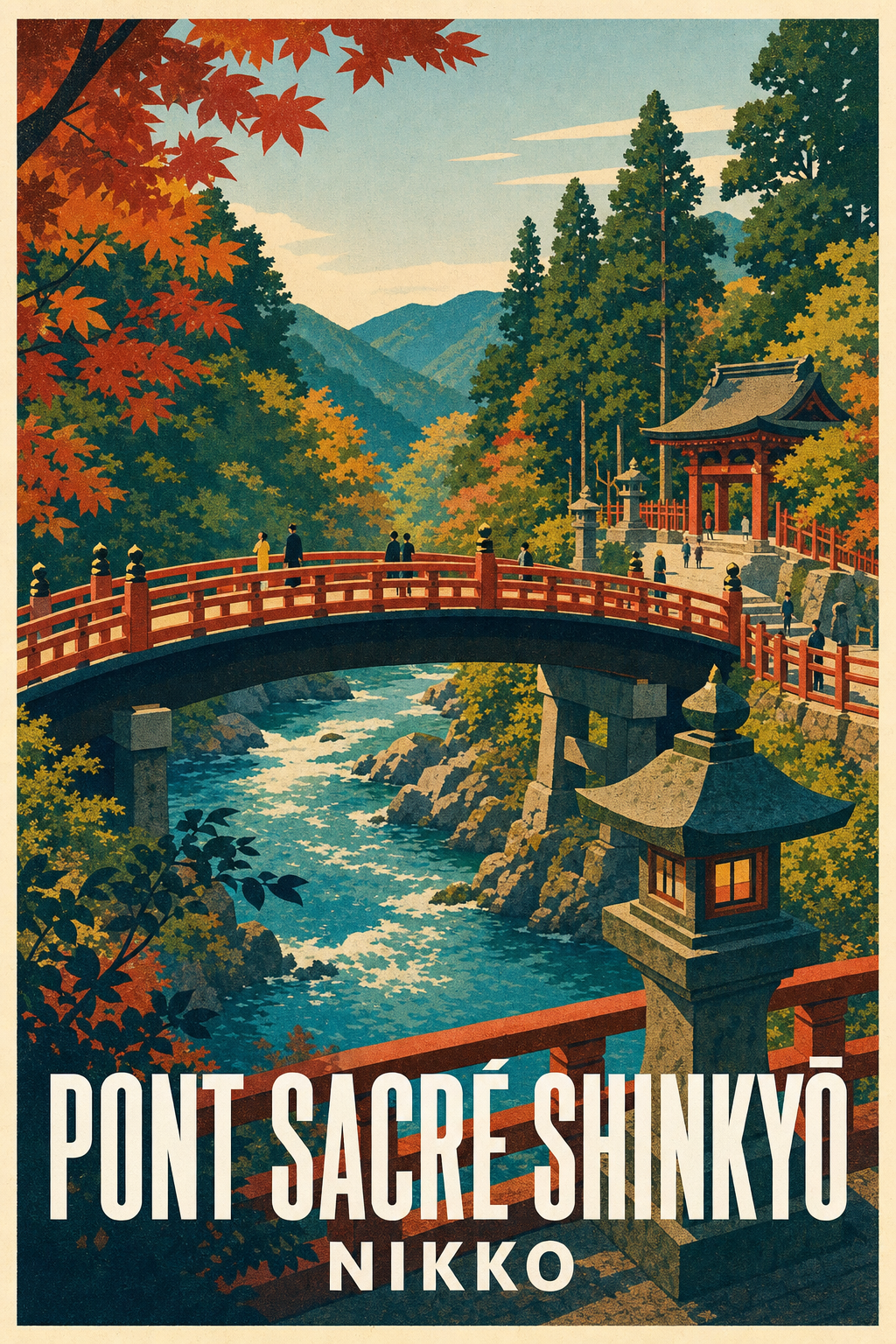 Affiche du Pont Sacré Shinkyo, Nikko Japon