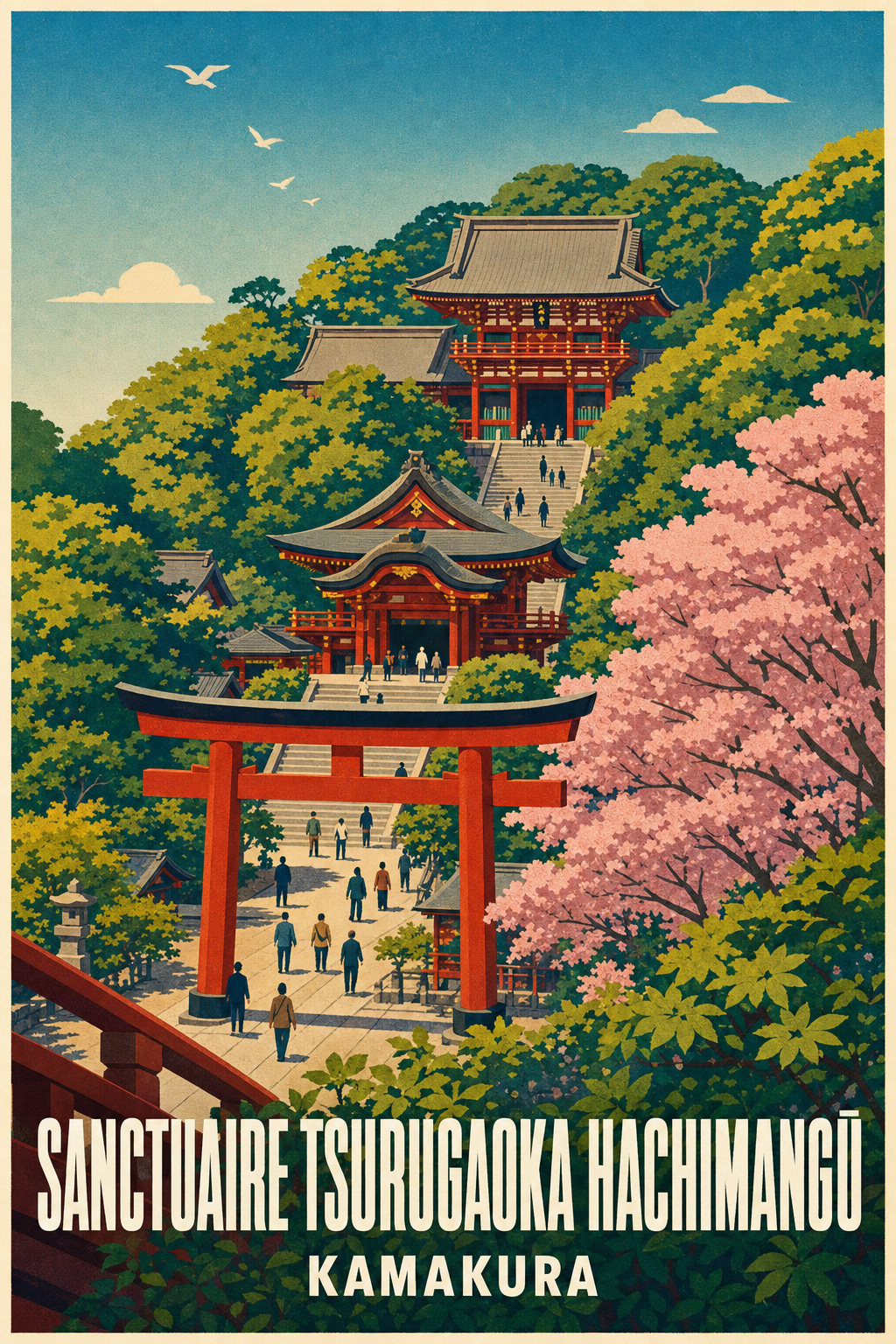 Affiche du Sanctuaire Tsurugaoka Hachimangū, poster Japon