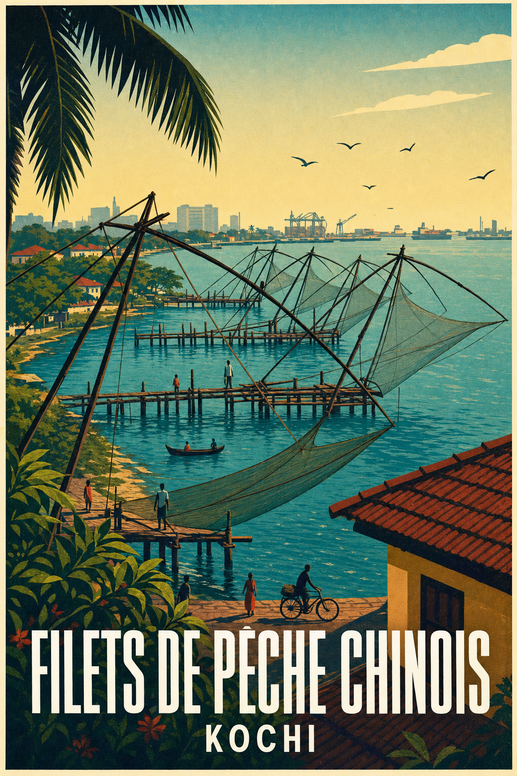 Poster de Kochi, filets de pêche chinois