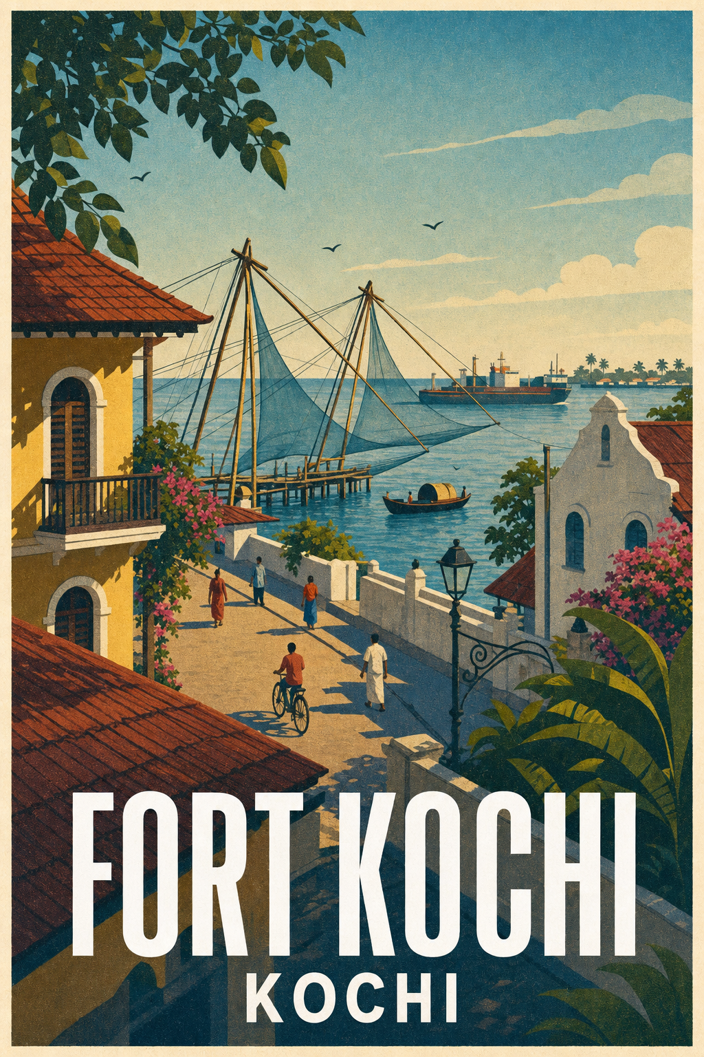 Affiche de Fort Kochi, filets de pêche chinois