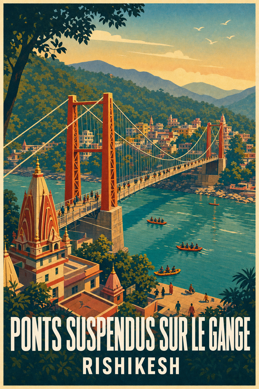 Affiche de Rishikesh, poster pont sur le Gange
