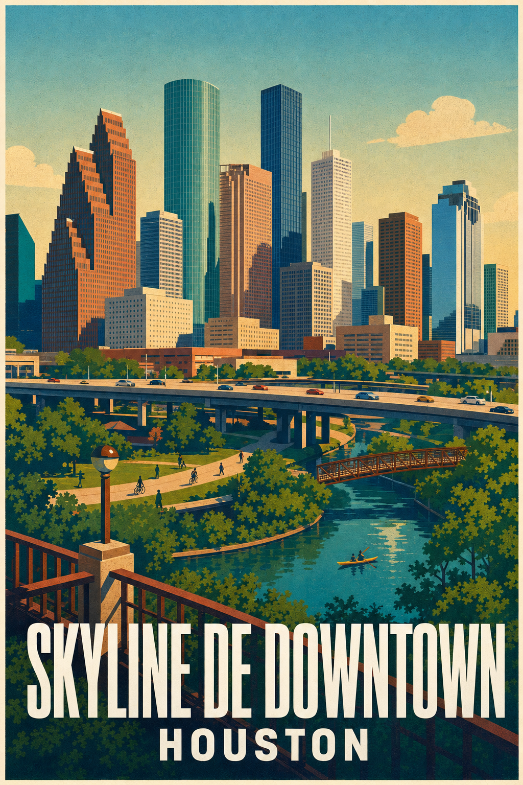 Affiche de Houston, poster de la skyline Downtown
