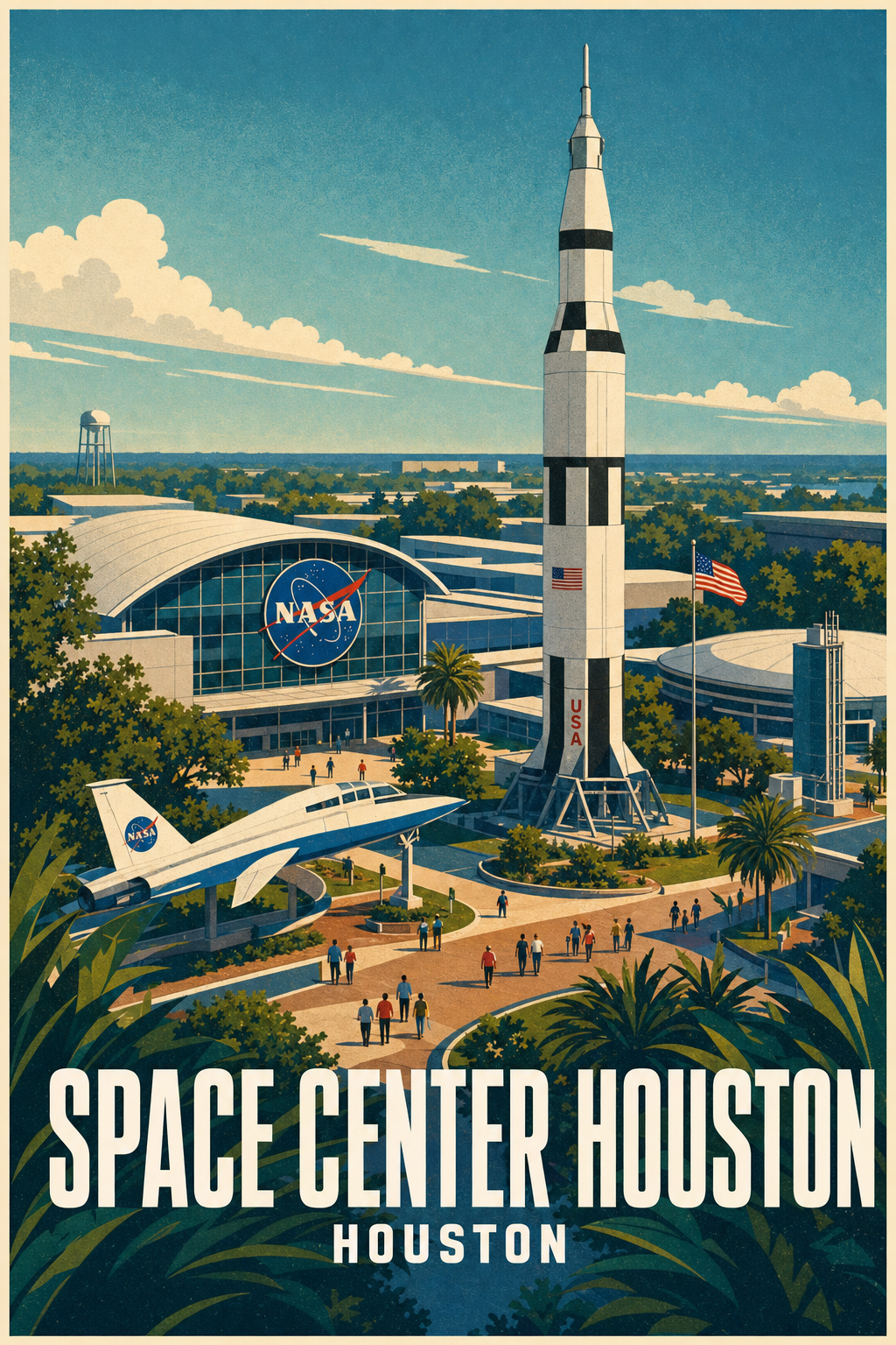 Affiche de Houston, poster fusée Saturn V
