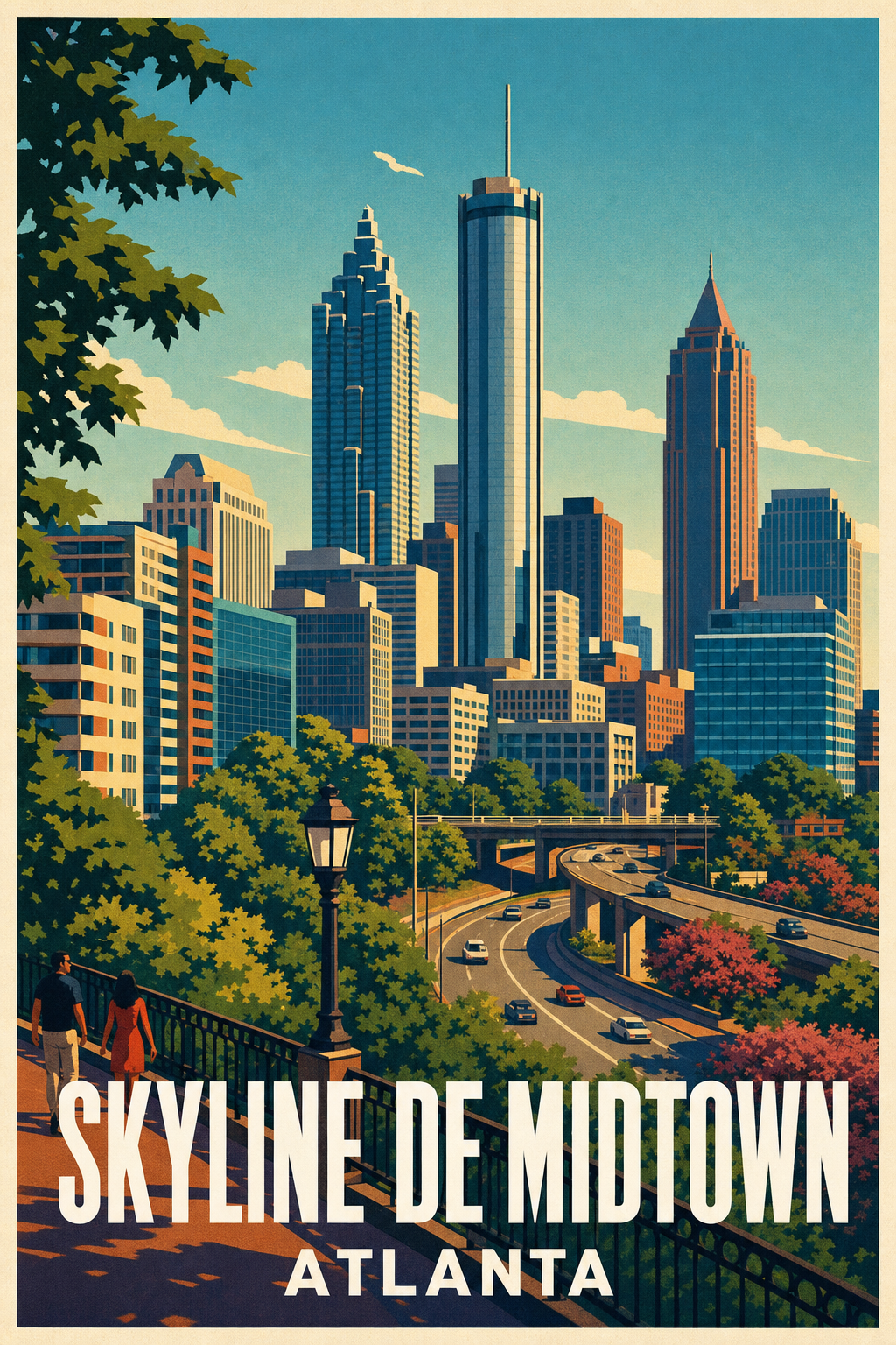Affiche de la skyline de Midtown, poster Atlanta