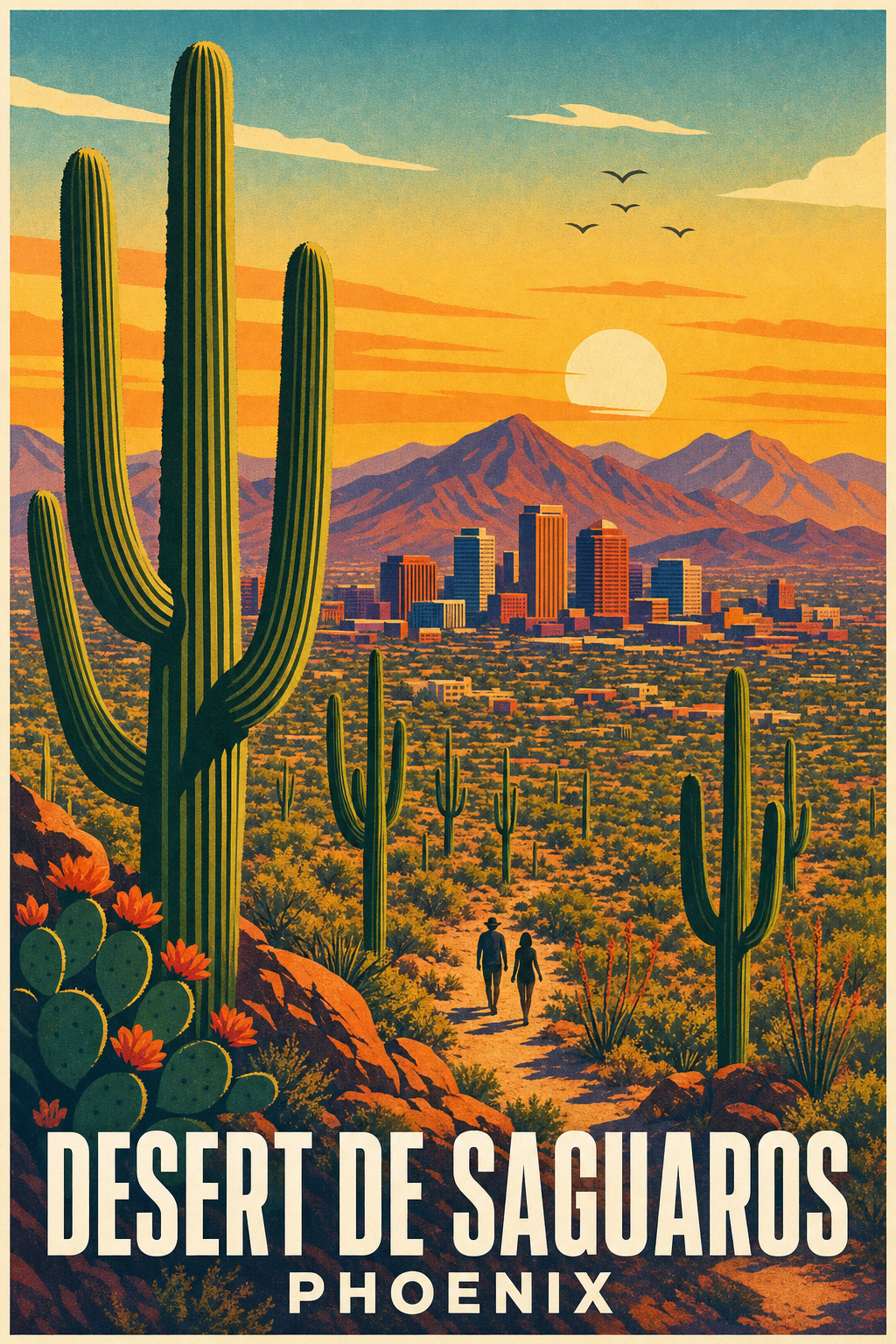 Affiche de Phoenix, désert de Saguaros