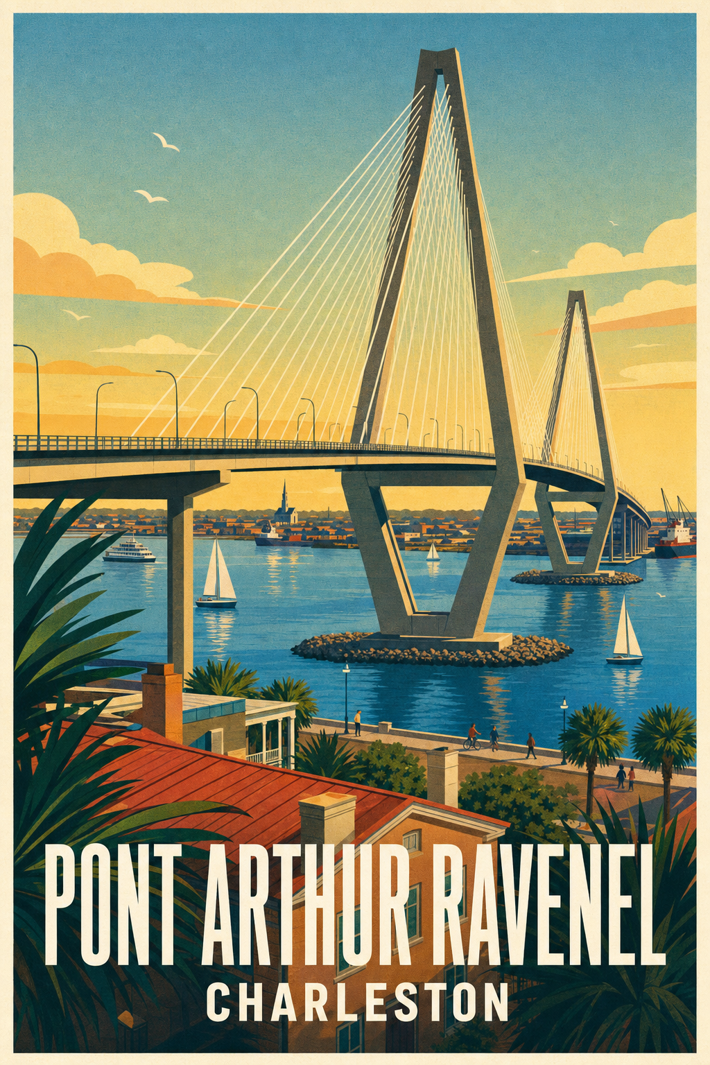 Affiche du Pont Arthur Ravenel, poster Charleston