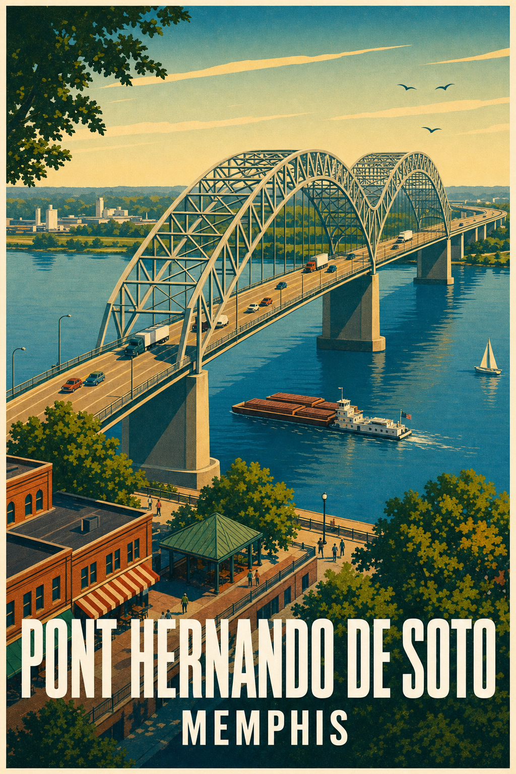 Affiche du Pont Hernando de Soto, poster Memphis