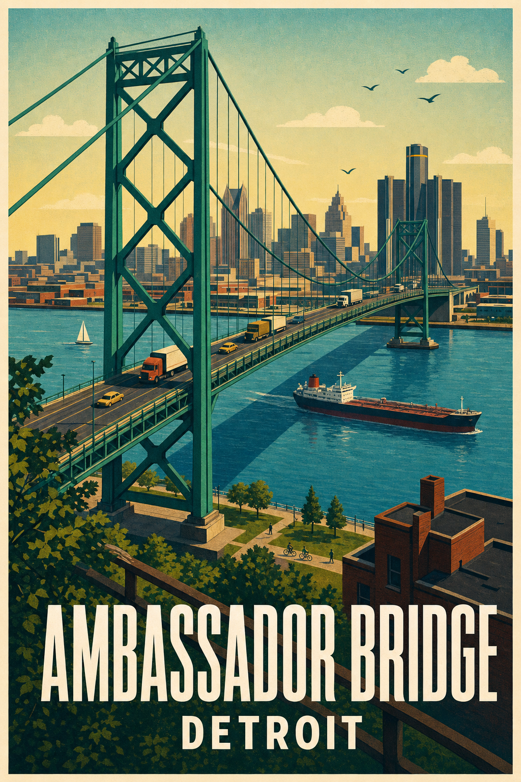 Affiche de Detroit, poster Ambassador Bridge