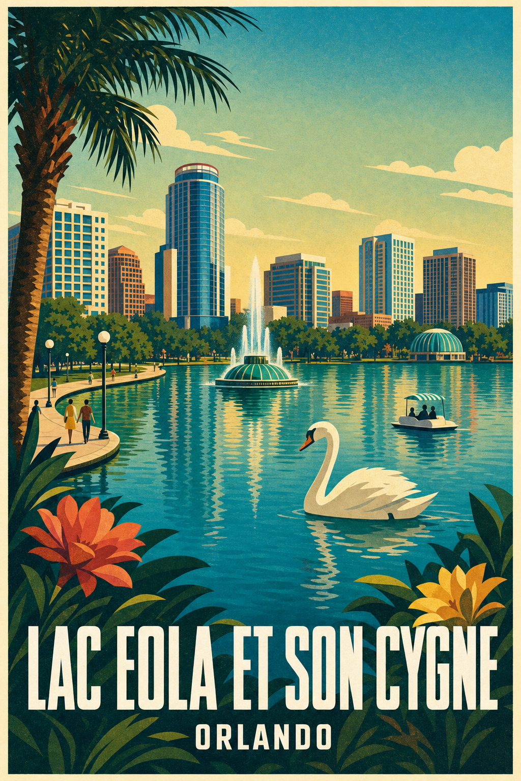 Affiche du Lac Eola, poster Orlando et son cygne
